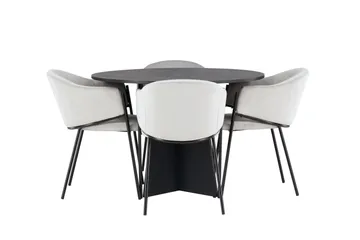 Bootcut Matgrupp 110 cm Rund med 4 Evelina stolar - Svart - Products - Möbler - Bord & matgrupp - Matgrupp