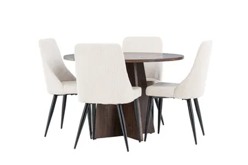 Bootcut Matgrupp 110 cm Rund med 4 Leone stolar - Mocca/Beige - Products - Möbler - Bord & matgrupp - Matgrupp