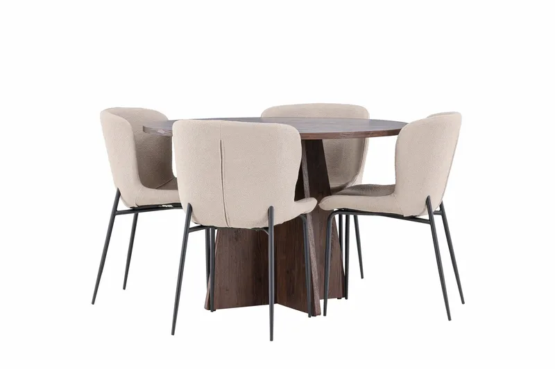 Bootcut Matgrupp 110 cm Rund med 4 Modesto stolar - Mocca/Beige - Products - Möbler - Bord & matgrupp - Matgrupp