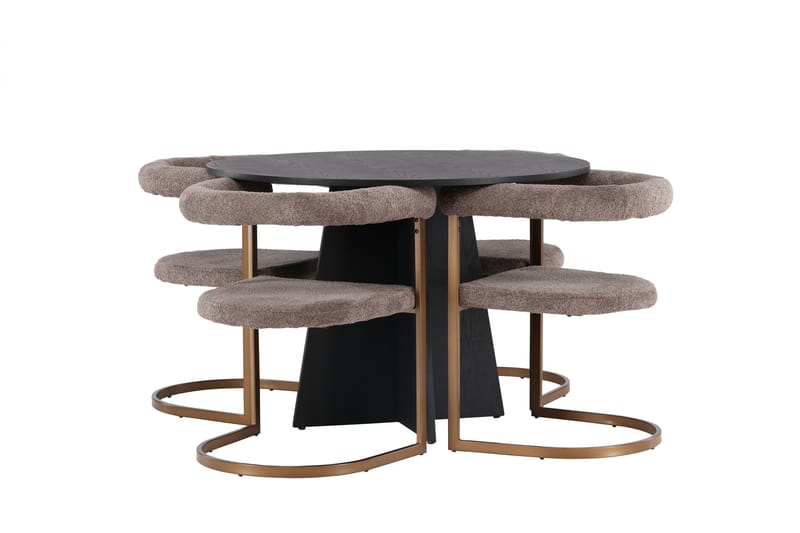 Bootcut Matgrupp 110 cm Rund med 4 Morning stolar - Svart - Products - Möbler - Bord & matgrupp - Matgrupp