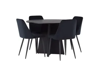 Bootcut Matgrupp 110 cm Rund med 4 Night stolar - Svart - Products - Möbler - Bord & matgrupp - Matgrupp