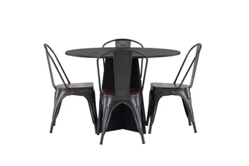 Bootcut Matgrupp 110 cm Rund med 4 Tempe stolar - Svart - Products - Möbler - Bord & matgrupp - Matgrupp