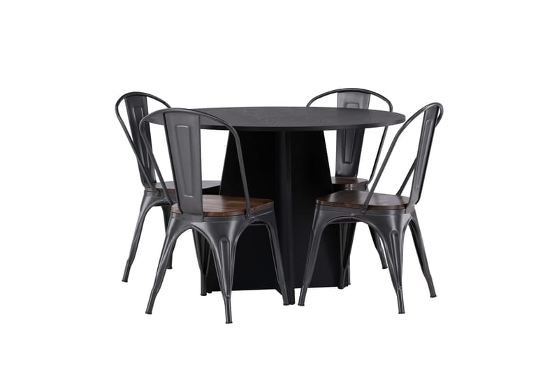 Bootcut Matgrupp 110 cm Rund med 4 Tempe stolar - Svart - Products - Möbler - Bord & matgrupp - Matgrupp