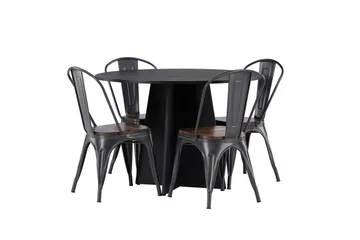 Bootcut Matgrupp 110 cm Rund med 4 Tempe stolar - Svart - Products - Möbler - Bord & matgrupp - Matgrupp