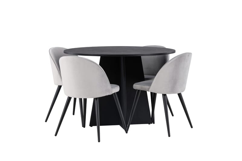 Bootcut Matgrupp 110 cm Rund med 4 Velvet stolar - Svart - Products - Möbler - Bord & matgrupp - Matgrupp