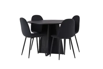 Bootcut Matgrupp 110 cm Rund med 4 Polar stolar - Svart - Products - Möbler - Bord & matgrupp - Matgrupp