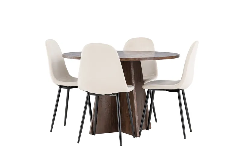 Bootcut Matgrupp 110 cm Rund med 4 Polar stolar - Mocca/Beige - Products - Möbler - Bord & matgrupp - Matgrupp