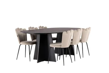 Bootcut Matgrupp 230 cm Oval med 6 Limhamn stolar - Beige - Products - Möbler - Bord & matgrupp - Matgrupp