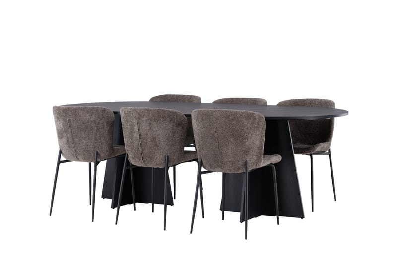 Bootcut Matgrupp 230 cm Oval med 6 Modesto stolar - Svart - Products - Möbler - Bord & matgrupp - Matgrupp