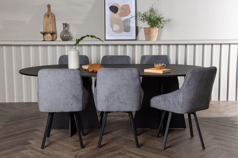 Bootcut Matgrupp 230 cm Oval med 6 Rosie stolar - Svart - Products - Möbler - Bord & matgrupp - Matgrupp