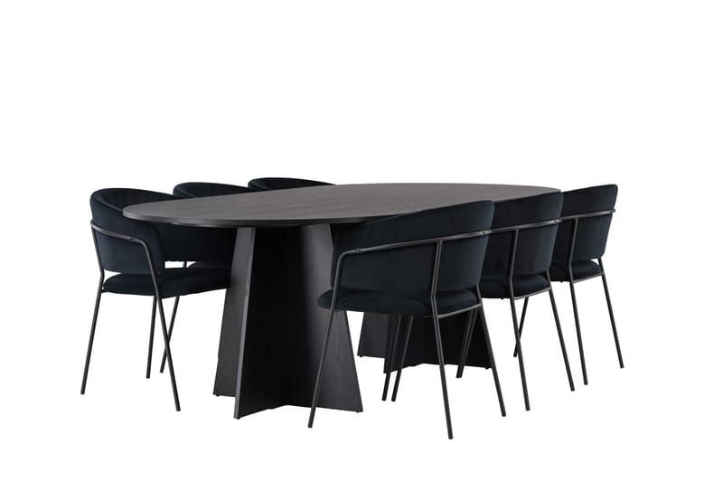 Bootcut Matgrupp 230 cm Oval med 6 Selma Stolar - Svart - Products - Möbler - Bord & matgrupp - Matgrupp