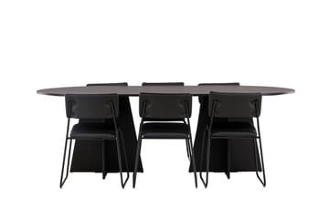 Bootcut Matgrupp 230 cm Rektangulär med 6 Kenth Stolar - Svart - Products - Möbler - Bord & matgrupp - Matgrupp
