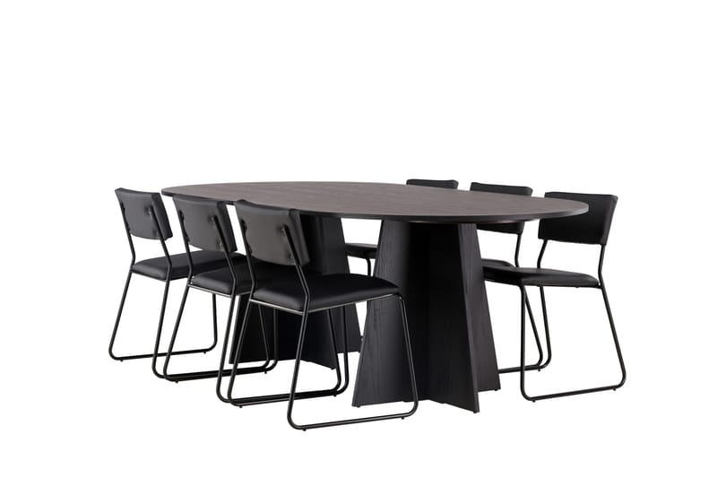 Bootcut Matgrupp 230 cm Rektangulär med 6 Kenth Stolar - Svart - Products - Möbler - Bord & matgrupp - Matgrupp
