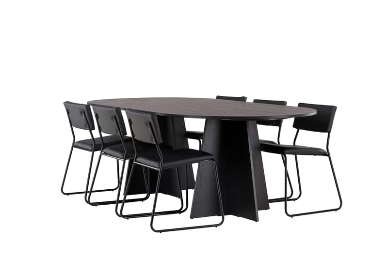 Bootcut Matgrupp 230 cm Rektangulär med 6 Kenth Stolar - Svart - Products - Möbler - Bord & matgrupp - Matgrupp