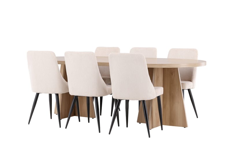 Bootcut Matgrupp 230 cm Rektangulär med 6 Leone stolar - Whitewash/Beige - Products - Möbler - Bord & matgrupp - Matgrupp