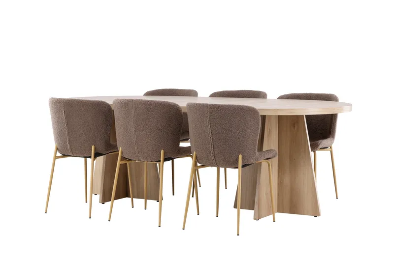 Bootcut Matgrupp 230 cm Rektangulär med 6 Modesto stolar - Whitewash/Brun - Products - Möbler - Bord & matgrupp - Matgrupp