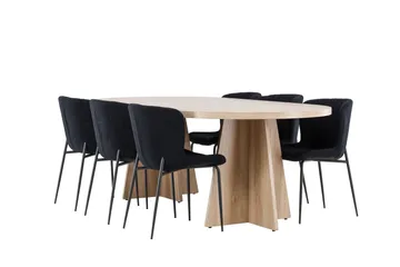 Bootcut Matgrupp 230 cm Rektangulär med 6 Modesto stolar - Whitewash/Svart - Products - Möbler - Bord & matgrupp - Matgrupp