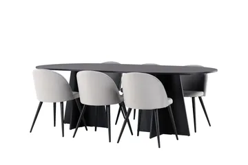 Bootcut Matgrupp 230 cm Rektangulär med 6 Velvet stolar - Svart - Products - Möbler - Bord & matgrupp - Matgrupp