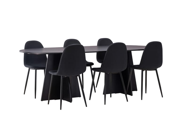 Bootcut Matgrupp 230 cm Rektangulär med 6 Polar stolar - Svart - Products - Möbler - Bord & matgrupp - Matgrupp