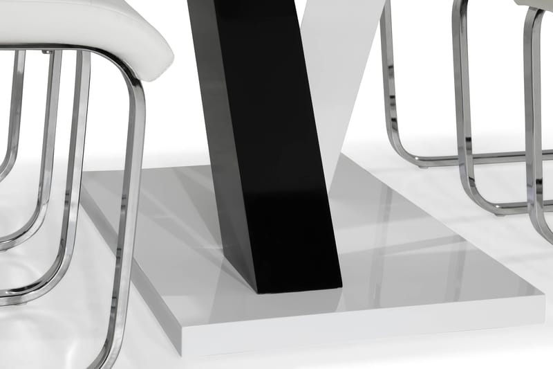 Cesi Matgrupp 140 cm med 4 Cibus Stol - Vit/Svart/Svart PU/Krom - Products - Möbler - Bord & matgrupp - Matgrupp