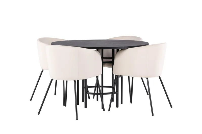 Copenhagen Matgrupp 115 cm Rund med 4 Berit stolar - Beige - Products - Möbler - Bord & matgrupp - Matgrupp