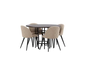 Copenhagen Matgrupp 115 cm Rund med 4 Velvet stolar - Beige - Products - Möbler - Bord & matgrupp - Matgrupp