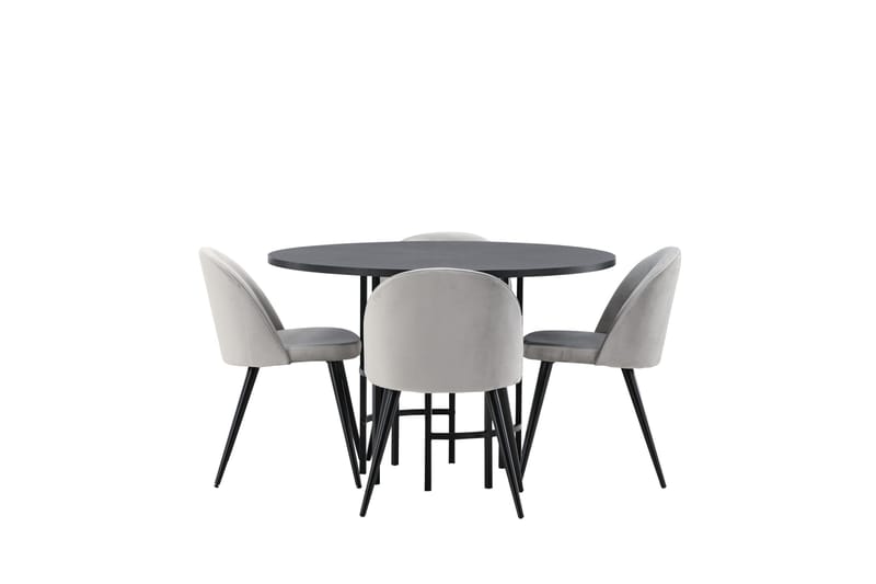 Copenhagen Matgrupp 115 cm Rund med 4 Velvet stolar - Svart - Products - Möbler - Bord & matgrupp - Matgrupp