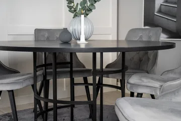 Copenhagen Matgrupp med 6 Valera Lyx Sammetsstolar Svart/Grå - Furniture Fashion - Products - Möbler - Bord & matgrupp - Matgrupp