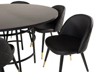 Copenhagen Matgrupp med 6 Valera Matstolar Mässing/Svart - Furniture Fashion - Products - Möbler - Bord & matgrupp - Matgrupp