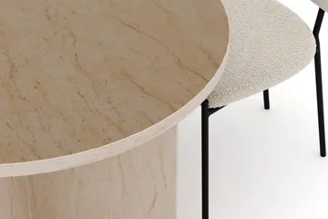 Dano Matbord 180 cm  med 4 Gemmiano Matstolar - Travertin / Vit Bouclé - Products - Möbler - Bord & matgrupp - Matgrupp