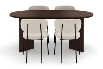 Dano Matbord 180 cm  med 4 Gemmiano Matstolar - Valnöt / Vit Bouclé - Products - Möbler - Bord & matgrupp - Matgrupp