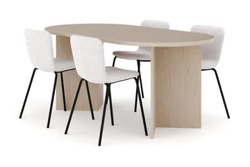 Dano Matbord 180 cm  med 4 Katy Matstolar - Travertin / Vit - Products - Möbler - Bord & matgrupp - Matgrupp