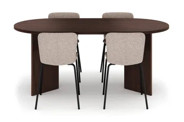 Dano Matbord 180 cm  med 4 Katy Matstolar - Valnöt / Greige - Products - Möbler - Bord & matgrupp - Matgrupp