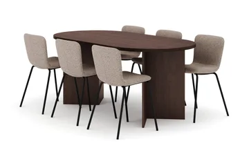 Dano Matbord 180 cm  med 6 Katy Matstolar - Valnöt / Greige - Products - Möbler - Bord & matgrupp - Matgrupp