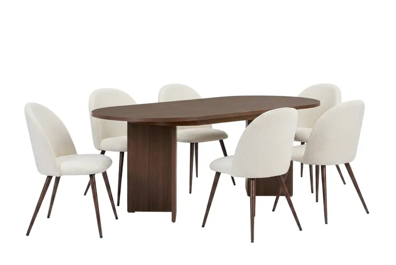 Dano Utdragbart Matbord 160-200 cm med 6 Nibe Plus Matstolar