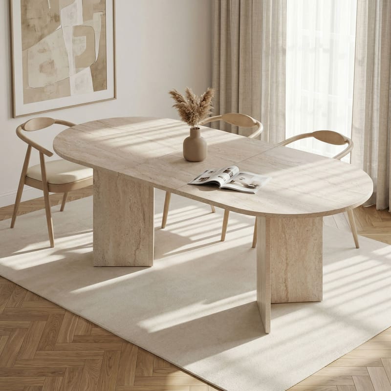 Dano Utdragbart Matbord 160-200 cm Oval - Travertin - Products - Möbler - Bord & matgrupp - Matbord & köksbord