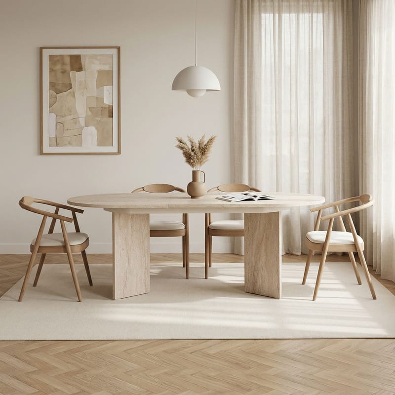 Dano Utdragbart Matbord 160-200 cm Oval - Travertin - Products - Möbler - Bord & matgrupp - Matbord & köksbord