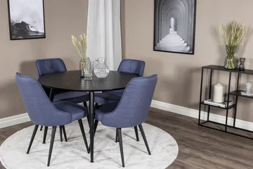 Dipp Matgrupp 115 cm Rund med 4 Velvet Deluxe stolar - Svart - Products - Möbler - Bord & matgrupp - Matgrupp