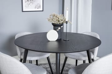 Dipp Matgrupp 115 cm Rund med 4 Velvet Stolar - Svart - Products - Möbler - Bord & matgrupp - Matgrupp