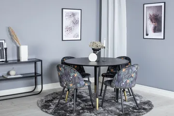 Dipp Matgrupp 115 cm Rund med 4 Velvet stolar - Svart/Guld - Products - Möbler - Bord & matgrupp - Matgrupp