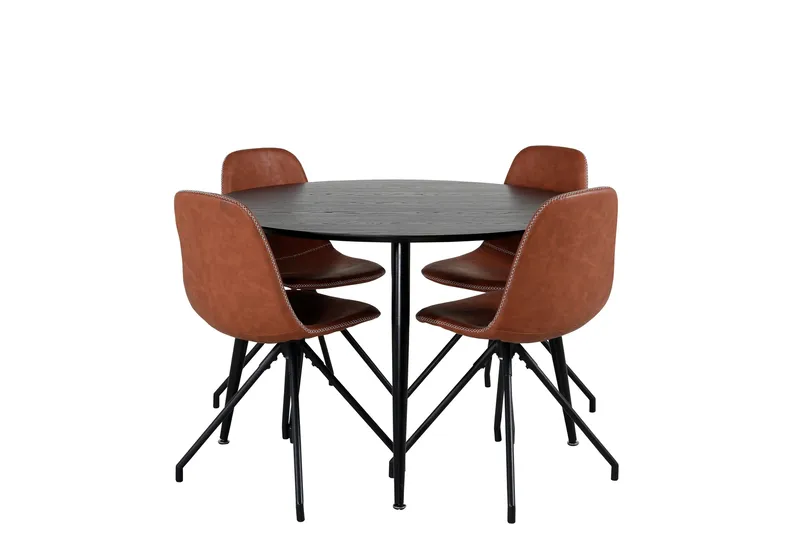 Dipp Matgrupp 115 cm Rund med 4 Polar stolar, Svart