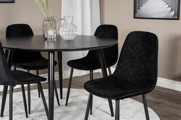 Dipp Matgrupp 115 cm Rund med 4 Polar stolar - Svart - Products - Möbler - Bord & matgrupp - Matgrupp