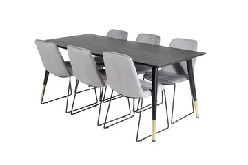 Dipp Matgrupp 180 cm Rektangulär med 6 Muce stolar - Svart/Guld - Products - Möbler - Bord & matgrupp - Matgrupp