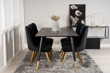 Dipp Matgrupp 180 cm Rektangulär med 6 Velvet Deluxe stolar - Svart/Guld - Products - Möbler - Bord & matgrupp - Matgrupp