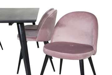 Dipp Matgrupp 180 cm Rektangulär med 6 Velvet stolar - Svart - Products - Möbler - Bord & matgrupp - Matgrupp