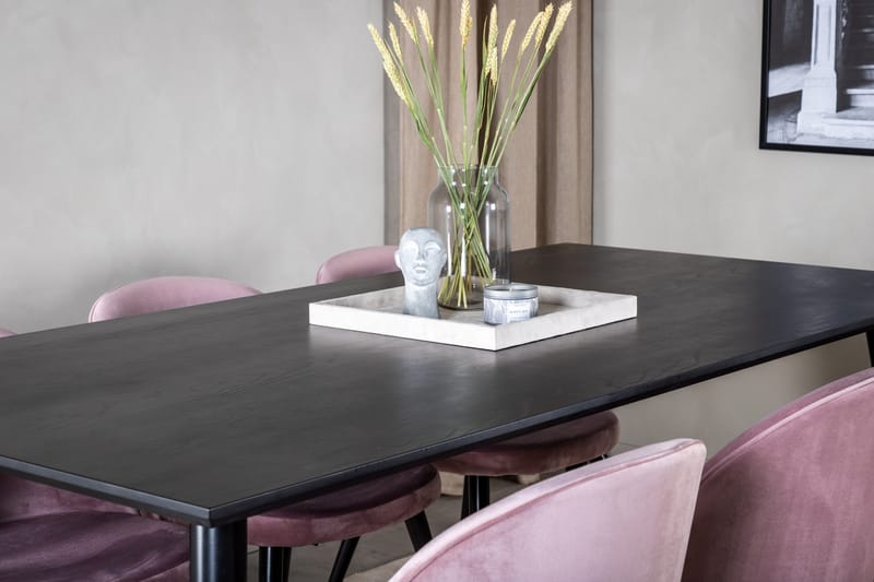 Dipp Matgrupp 180 cm Rektangulär med 6 Velvet stolar - Svart - Products - Möbler - Bord & matgrupp - Matgrupp