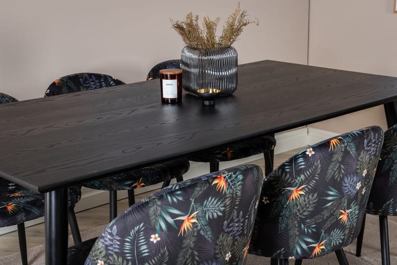 Dipp Matgrupp 180 cm Rektangulär med 6 Velvet stolar - Svart/Guld - Products - Möbler - Bord & matgrupp - Matgrupp