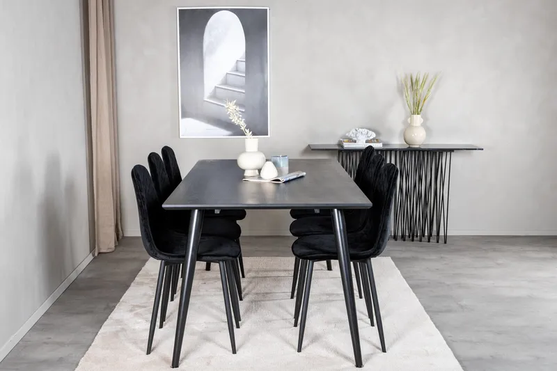 Dipp Matgrupp 180 cm Rektangulär med 6 Polar stolar - Svart - Products - Möbler - Bord & matgrupp - Matgrupp