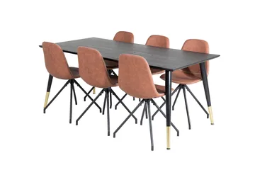 Dipp Matgrupp 180 cm Rektangulär med 6 Polar stolar - Svart - Products - Möbler - Bord & matgrupp - Matgrupp