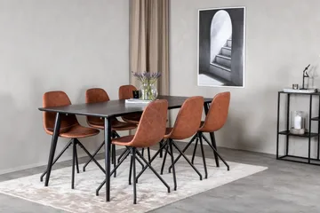 Dipp Matgrupp 180 cm Rektangulär med 6 Polar stolar - Svart - Products - Möbler - Bord & matgrupp - Matgrupp